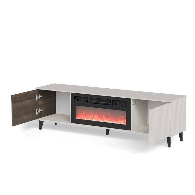 RANDOM 2 RTV-K TV stand with fireplace 180 cm, cashmere / walnut / black 22