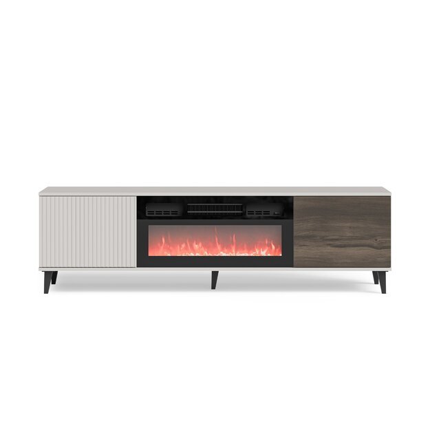 RANDOM 2 RTV-K TV stand with fireplace 180 cm, cashmere / walnut / black 18