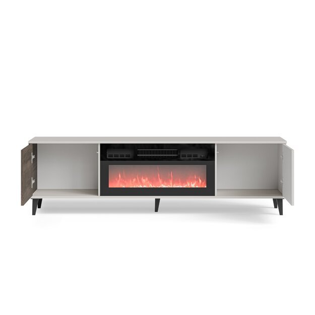 RANDOM 2 RTV-K TV stand with fireplace 180 cm, cashmere / walnut / black 19