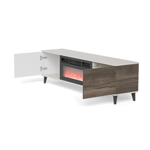 RANDOM 2 RTV-K TV stand with fireplace 180 cm, cashmere / walnut / black 31