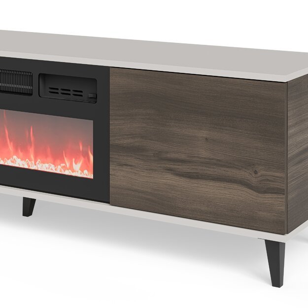 RANDOM 2 RTV-K TV stand with fireplace 180 cm, cashmere / walnut / black 9