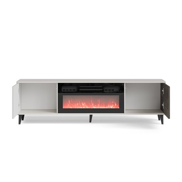 RANDOM 2 RTV-K TV stand with fireplace 180 cm, cashmere / walnut / black 17