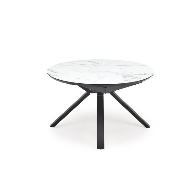 VERTIGO extension table, color: top - white marble, legs - black 6