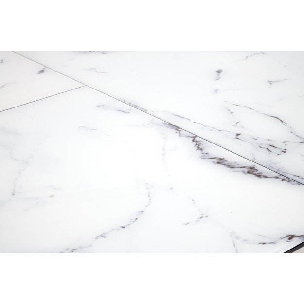 VERTIGO extension table, color: top - white marble, legs - black 15