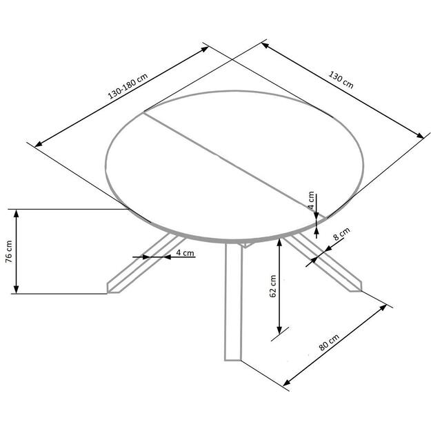 VERTIGO extension table, color: top - white marble, legs - black 7