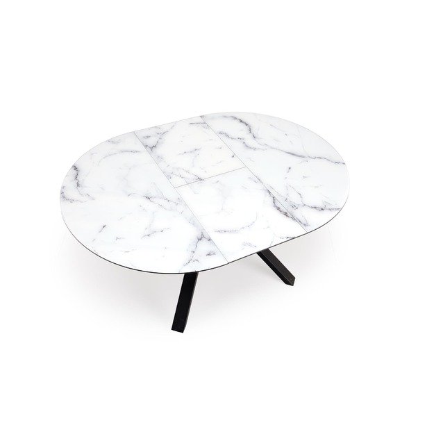 VERTIGO extension table, color: top - white marble, legs - black 5