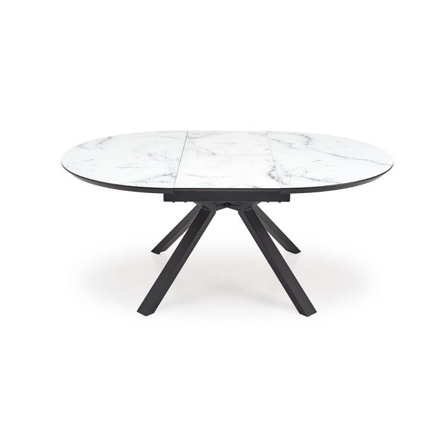 VERTIGO extension table, color: top - white marble, legs - black 3
