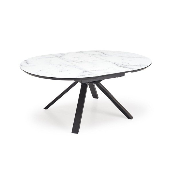 VERTIGO extension table, color: top - white marble, legs - black 4