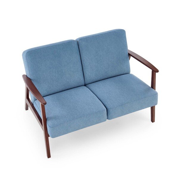 MILANO 2S sofa, blue CASTEL#74 / dark walnut 2