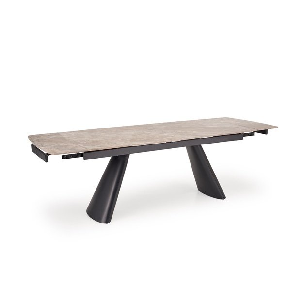 VINCE extension table brown marble / black