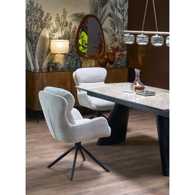 VINCE extension table brown marble / black