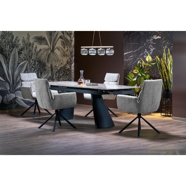 VINCE extension table brown marble / black