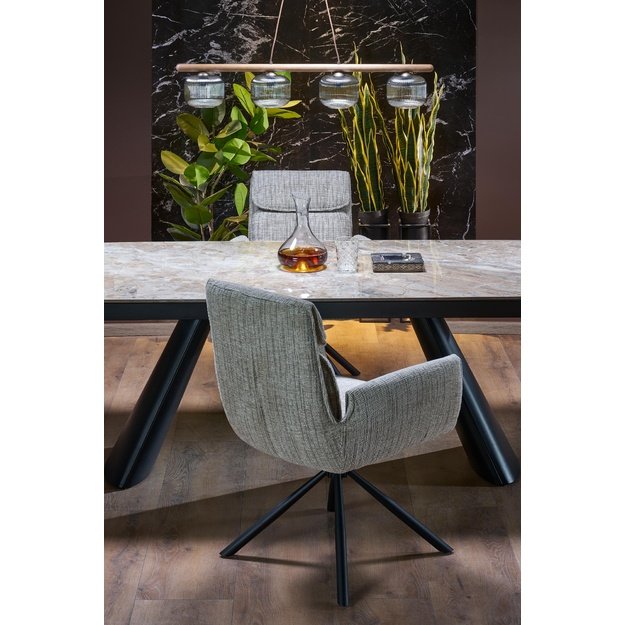 VINCE extension table brown marble / black