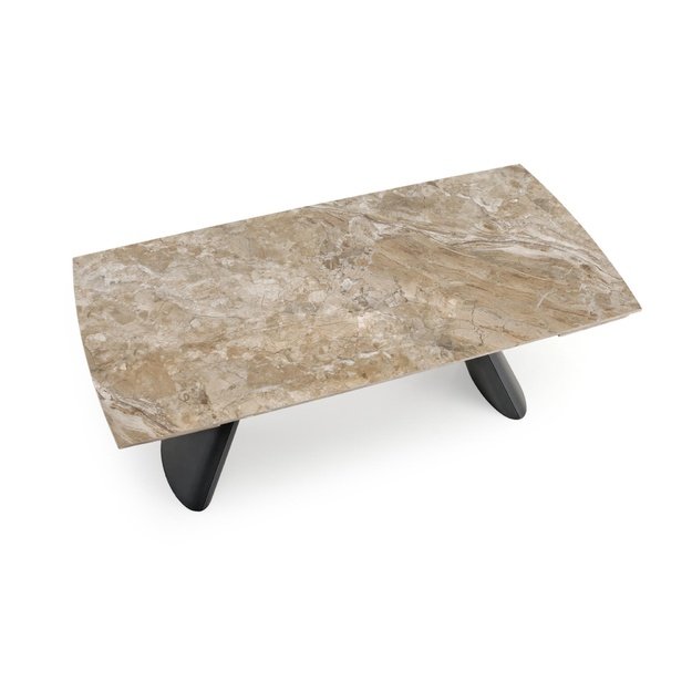 VINCE extension table brown marble / black