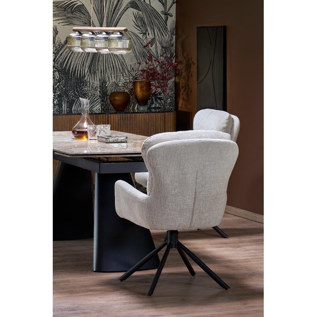 VINCE extension table brown marble / black
