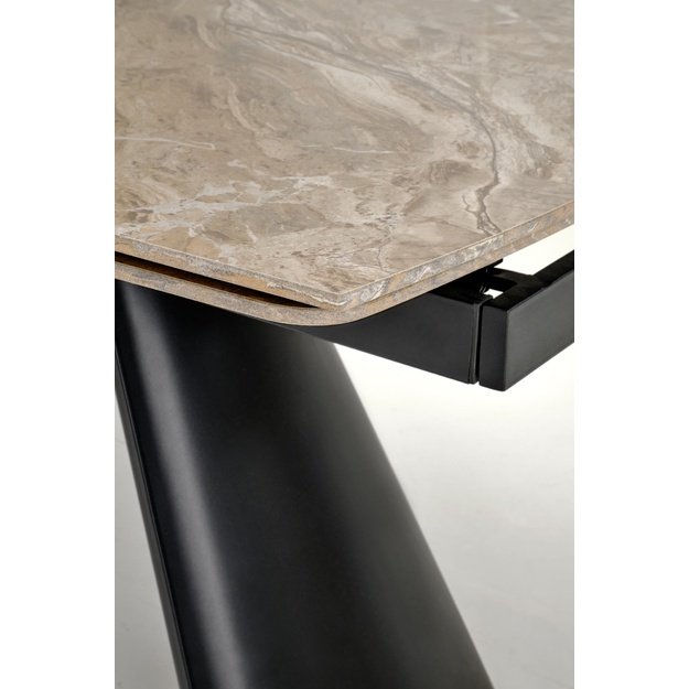 VINCE extension table brown marble / black
