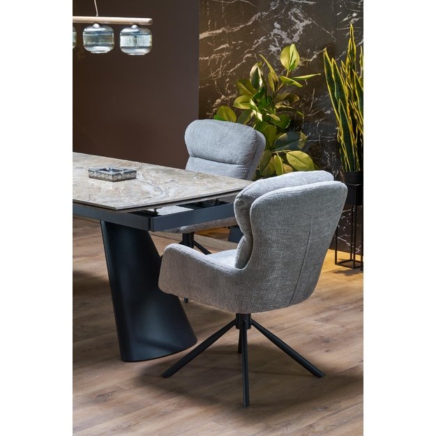 VINCE extension table brown marble / black