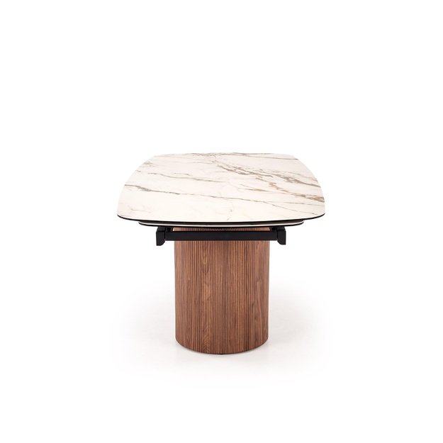 FLAVOR  extension table, white marble / walnut