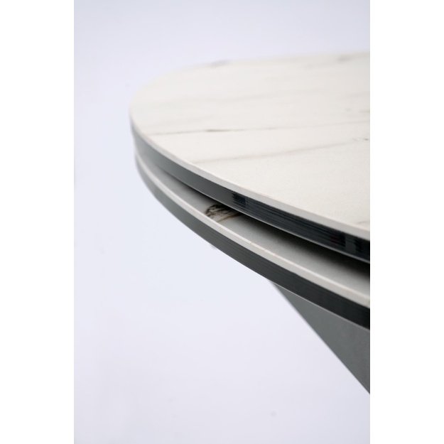 FLAVOR  extension table, white marble / walnut