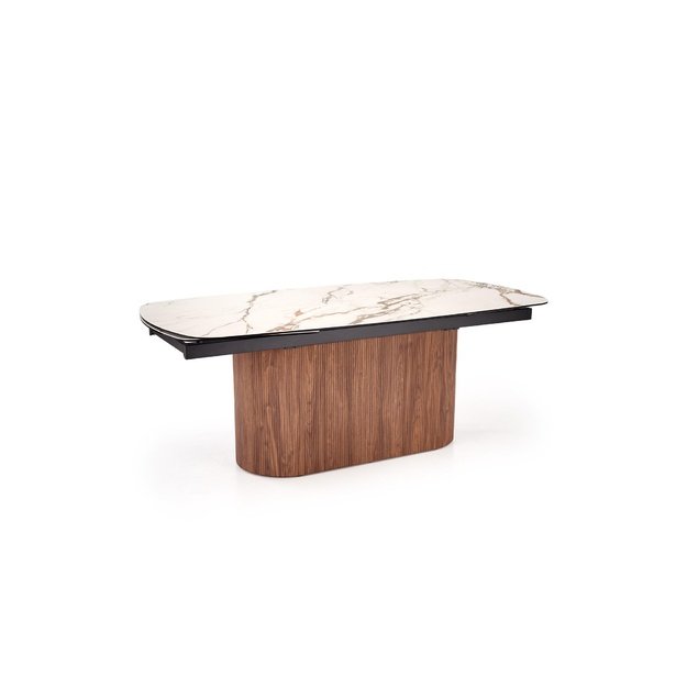 FLAVOR  extension table, white marble / walnut
