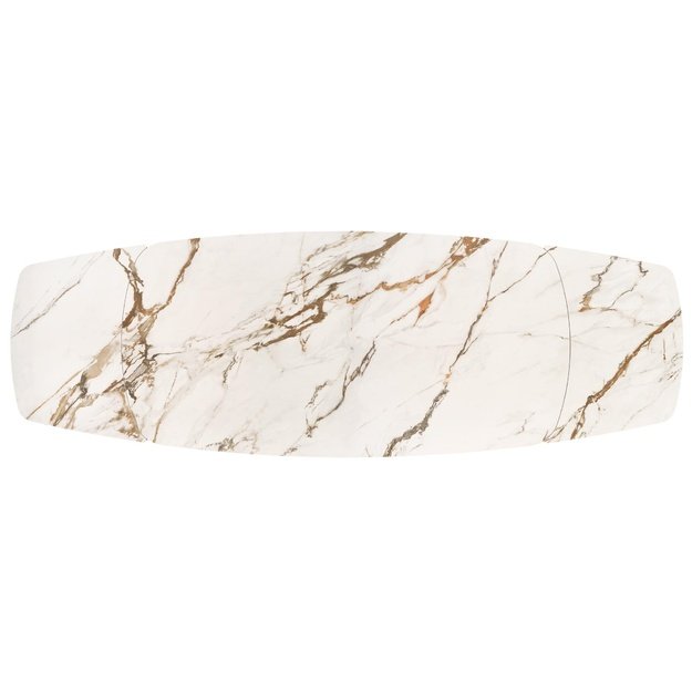 FLAVOR  extension table, white marble / walnut