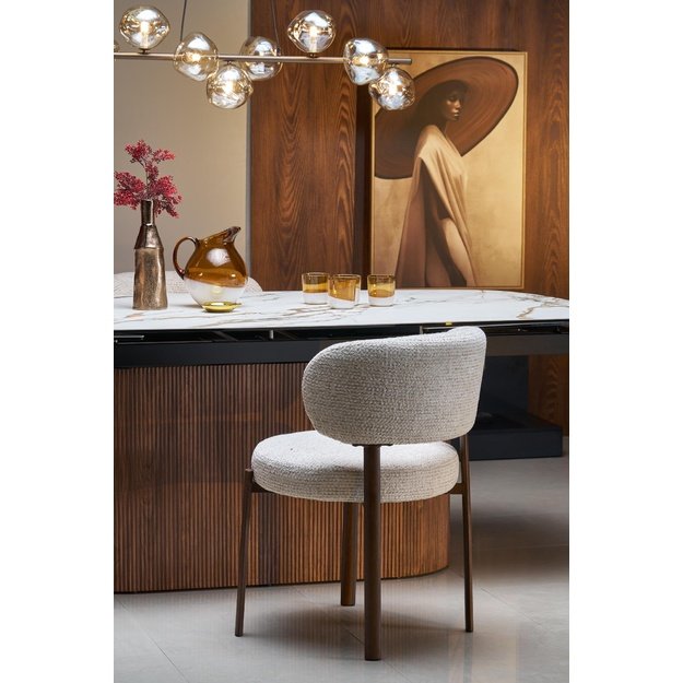 FLAVOR  extension table, white marble / walnut