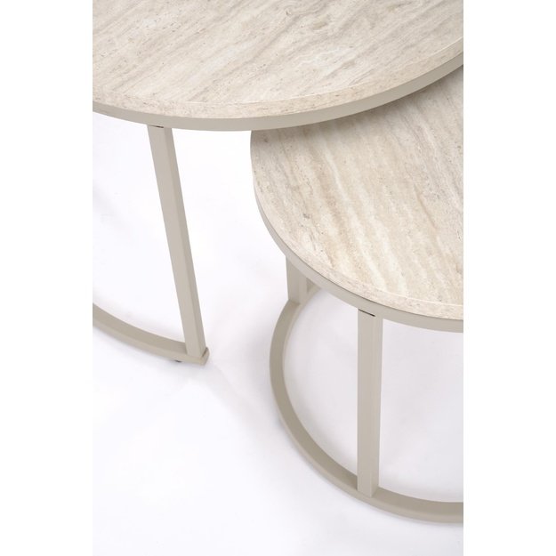 PAOLA set of 2 c. tables, travertine / cashmere