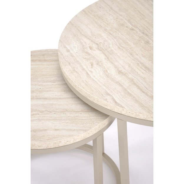 PAOLA set of 2 c. tables, travertine / cashmere