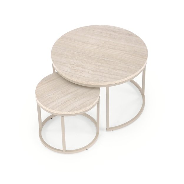 PAOLA set of 2 c. tables, travertine / cashmere