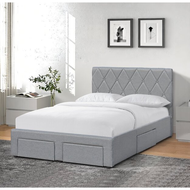 BETINA 120 bed with drawers, grey