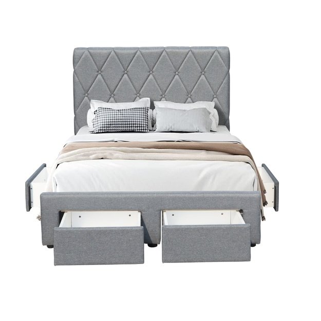 BETINA 120 bed with drawers, grey