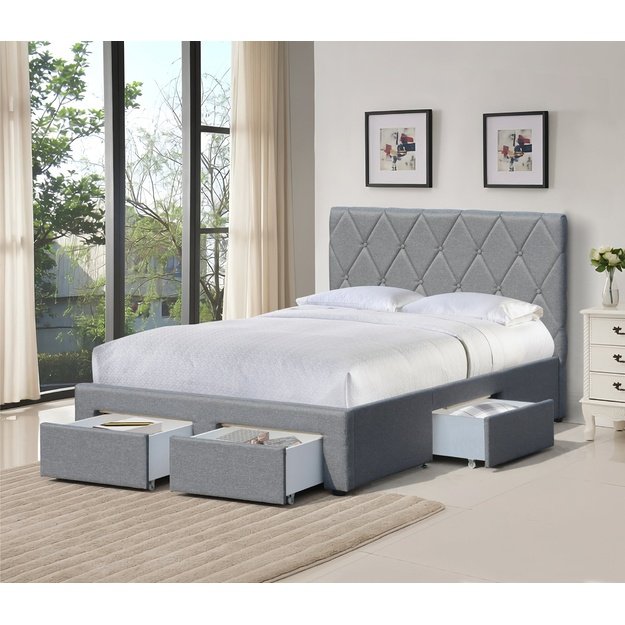 BETINA 120 bed with drawers, grey
