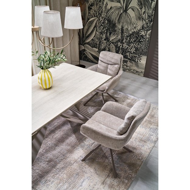 HILARIO extension table, light travertine/cashmere
