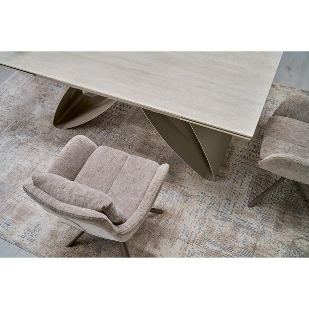 HILARIO extension table, light travertine/cashmere