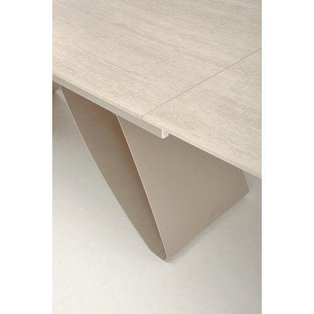 HILARIO extension table, light travertine/cashmere