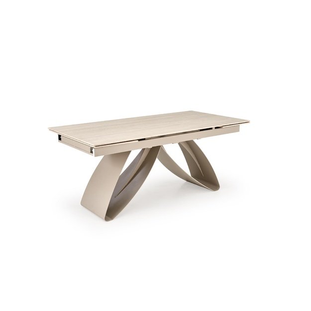 HILARIO extension table, light travertine/cashmere