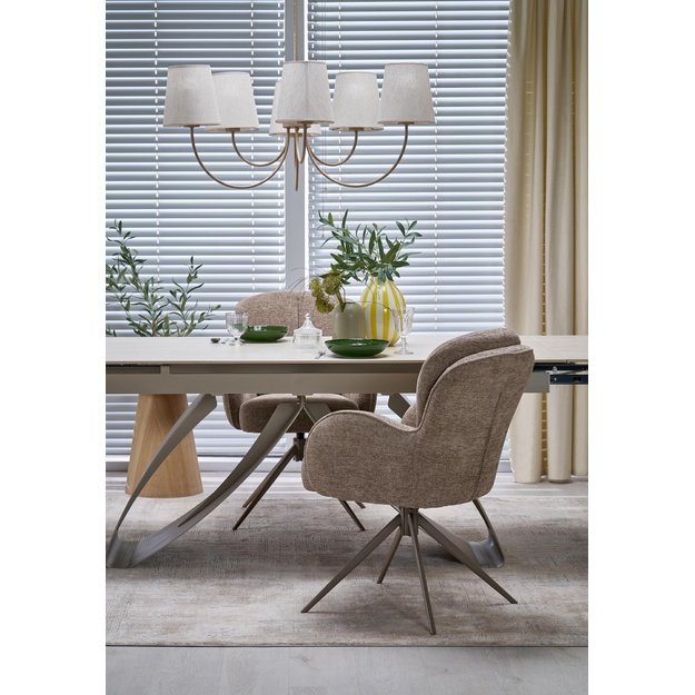 HILARIO extension table, light travertine/cashmere