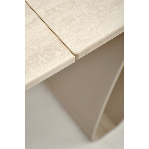 HILARIO extension table, light travertine/cashmere
