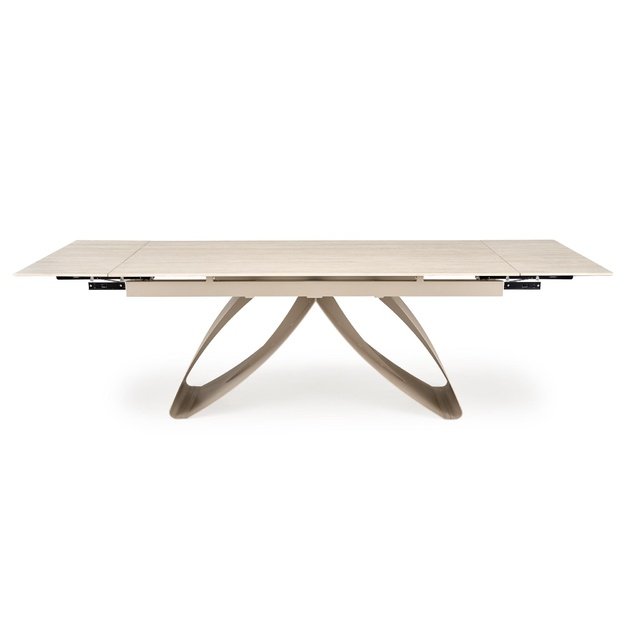 HILARIO extension table, light travertine/cashmere