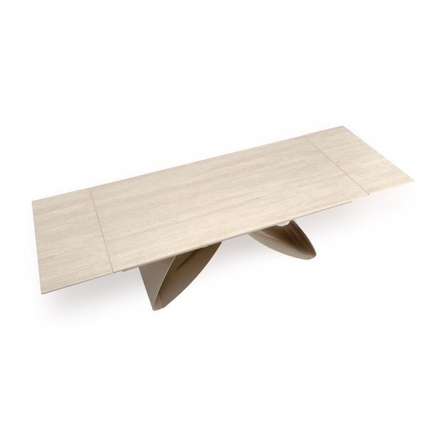 HILARIO extension table, light travertine/cashmere