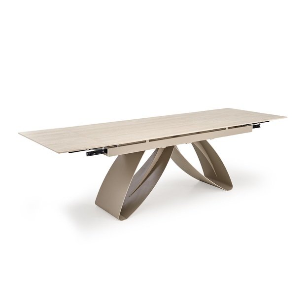 HILARIO extension table, light travertine/cashmere