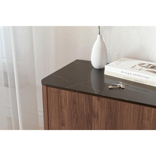 SOLANO RTV-1 RTV stand warmia walnut / black marble