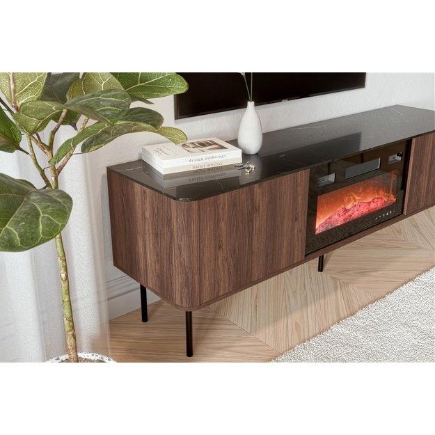 SOLANO RTV-1 RTV stand warmia walnut / black marble