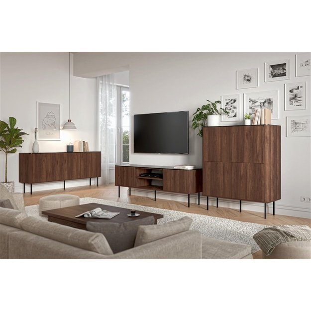 SOLANO RTV-1 RTV stand warmia walnut / black marble