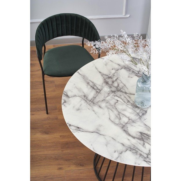 BRODWAY table, color: top - white marble, legs - black 8