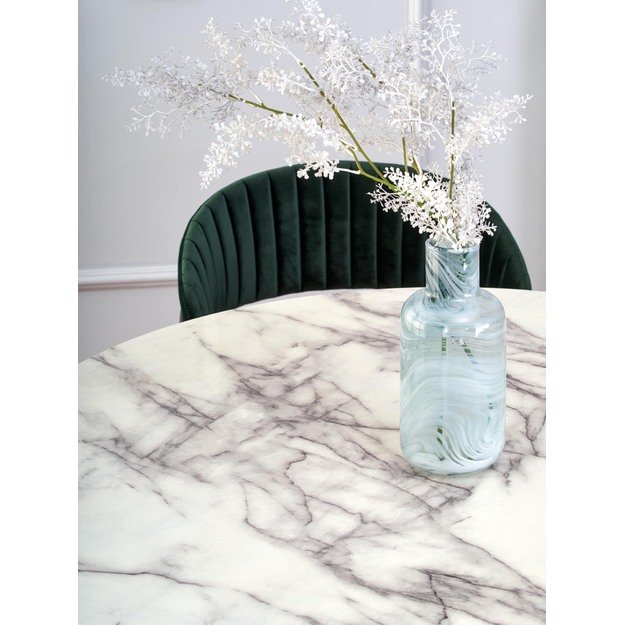 BRODWAY table, color: top - white marble, legs - black 18