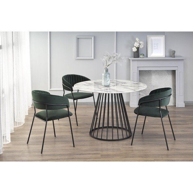BRODWAY table, color: top - white marble, legs - black