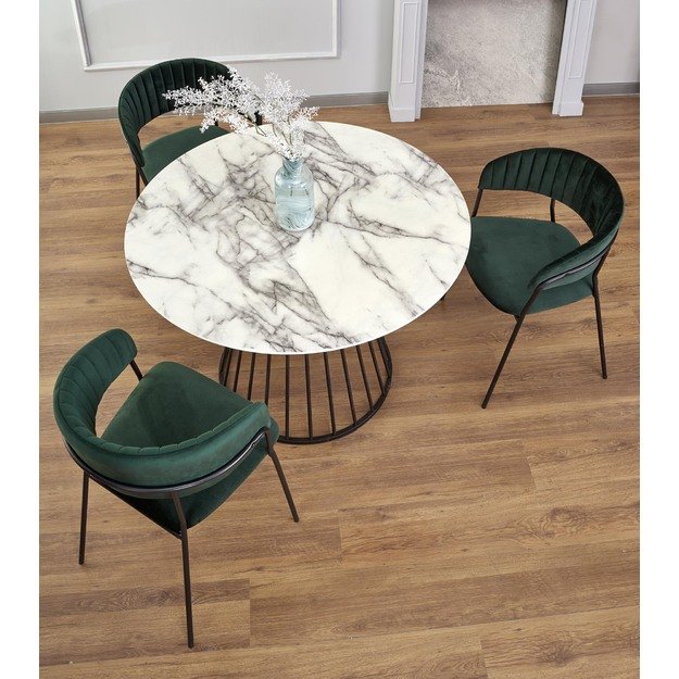 BRODWAY table, color: top - white marble, legs - black 16