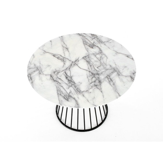 BRODWAY table, color: top - white marble, legs - black 4