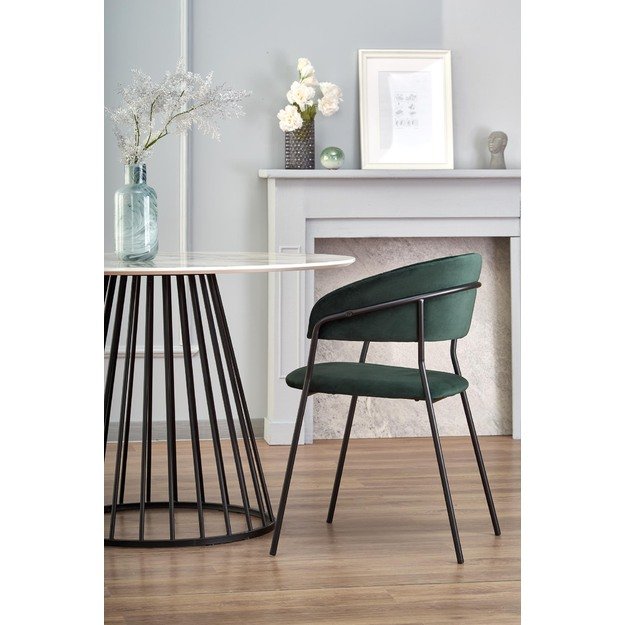 BRODWAY table, color: top - white marble, legs - black 1
